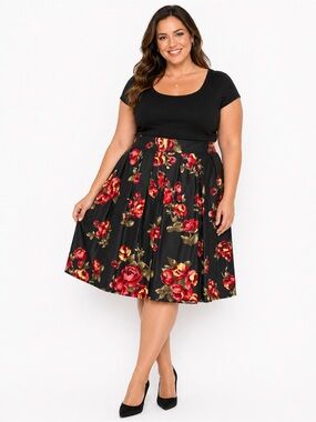 Norton McNaughton Dark Romantic Pleated A Line Skirt SZ 14 Whimsigoth Floral